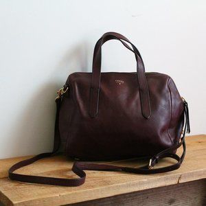 Fossil Maroon Leather Crossbody Purse